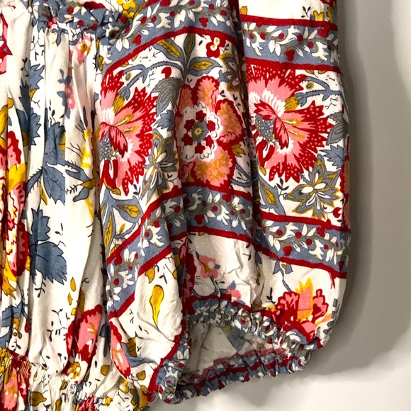 Floral Tunic Puff  Short Sleeve Large white Pink Red Nicole Miller - Picture 5 of 9